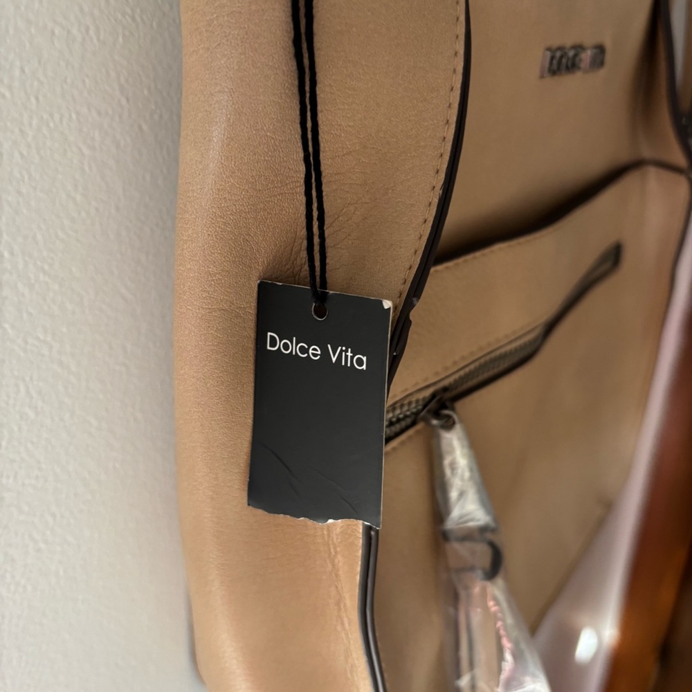 NWT Dolce Vita Tan Faux Leather Cross Body Purse Handbag Faux Snake Skin Strap - Picture 7 of 10